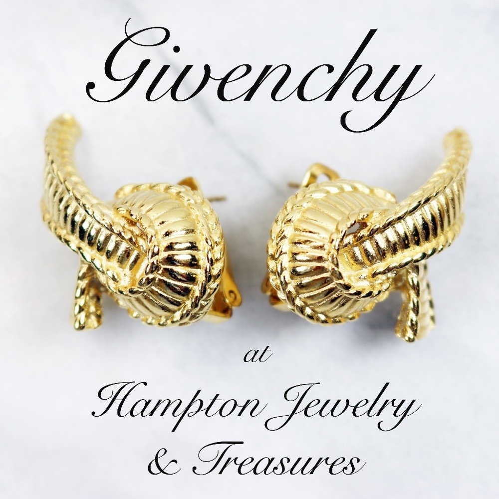 ⚜️ GIVENCHY PARIS NEW YORK "LOVE KNOT" GOLD PLATED BIJOUX PIERCED EARRINGS - Picture 1 of 16